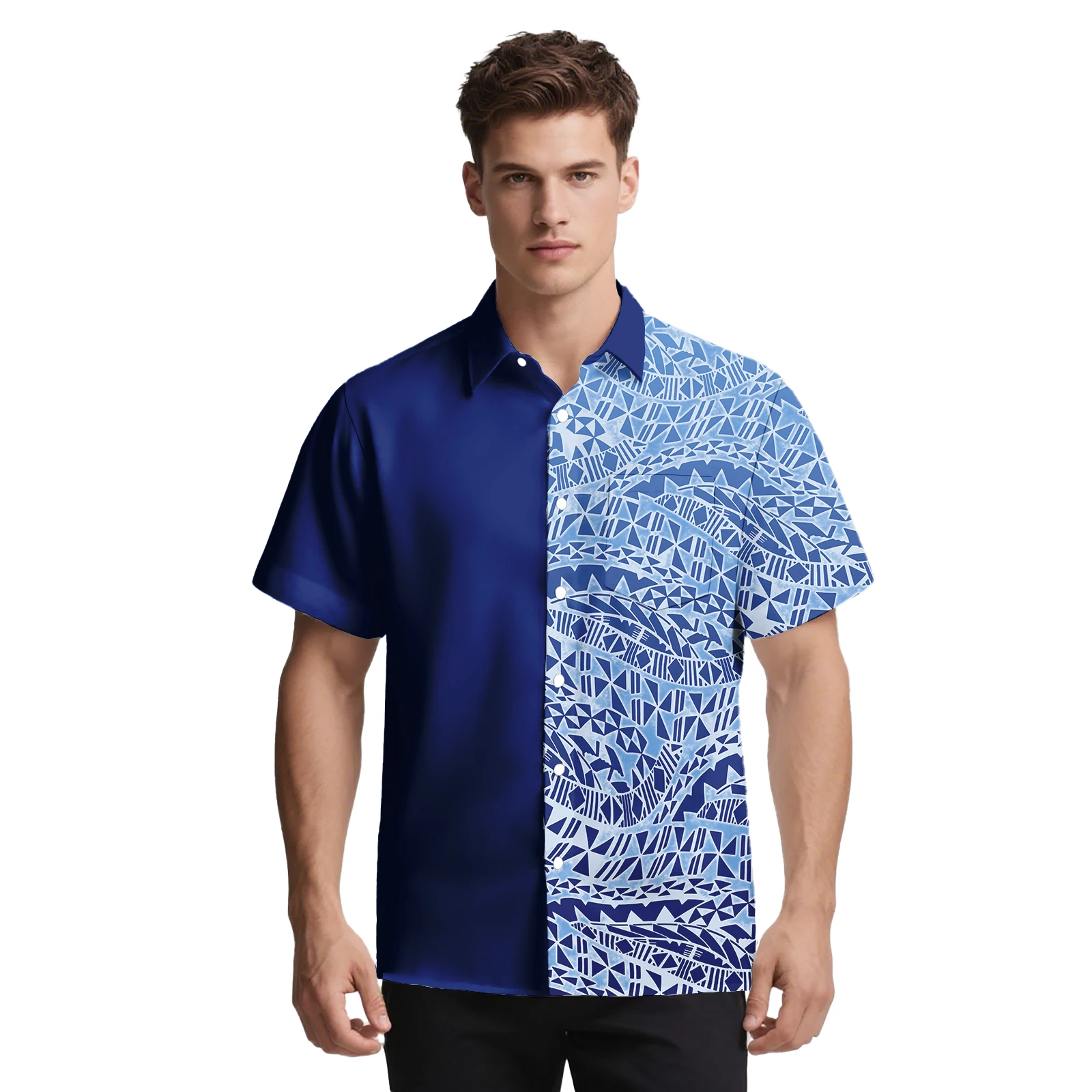 ملابس رجالية مخصصة بياقة مقلوبة من البوليستر بتصميم شاطئ هاواي قميص ألوها أنيق لحفلات ساموا بولينيزيا #5