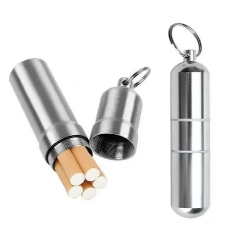 Silver Aluminum Alloy Cigarette Box Waterproof Cigarete Case Pill Toothpick Capsule  Accessory Mens Gift Gadgets