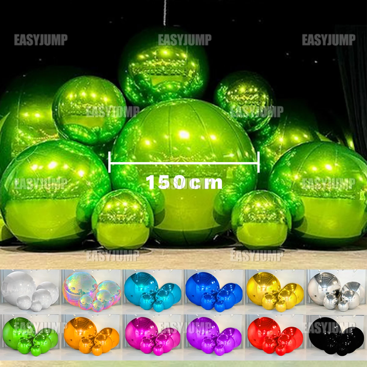 Green Mirror Balloon Inflatable Christmas Ball Outdoor Decoration Holographic Mirror Sphere Xmas Bulbs Ornaments Big Shiny Balls