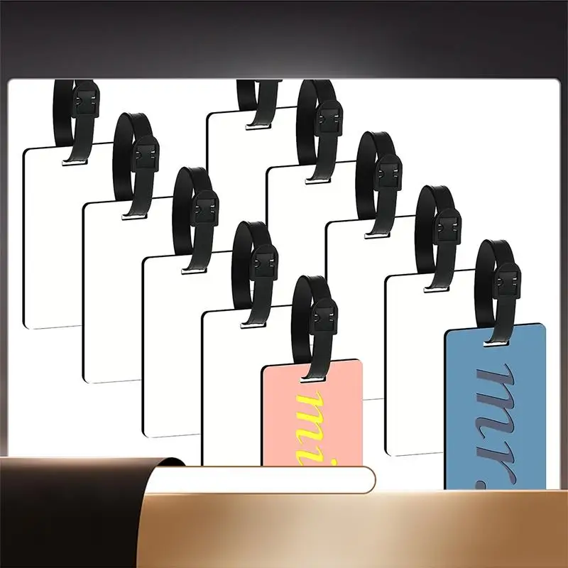 

X64A-10PCS Sublimation Blank Luggage Tags Blank With Strap Double Sided MDF Suitcase Label Tag