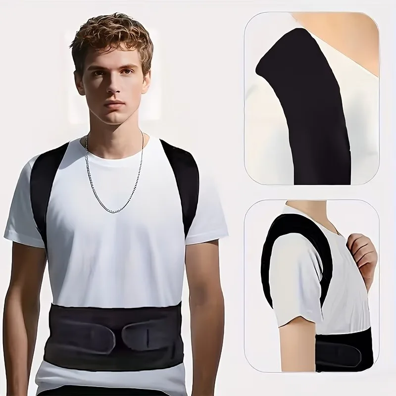 Reinforced Posture Corrector Vest, Adjustable Back Support Brace for Lumbar Spine, Shoulder Neck Stretcher Trainer for Men Women