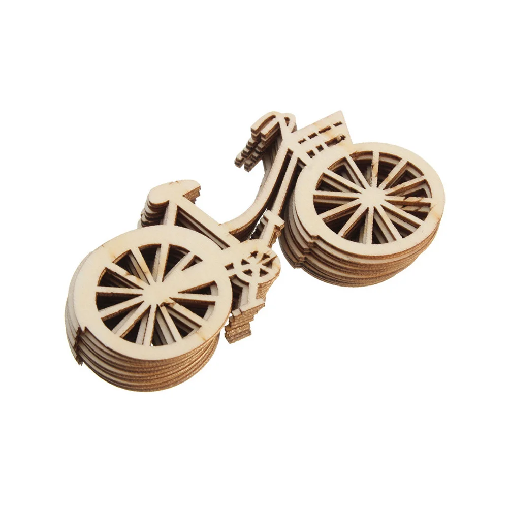 

10pcs Wooden Bike Cutout Veneer Slices Laser Cut Hollow Heart Smooth For Diy Craft Wedding Christmas Ornament Decoration Blank