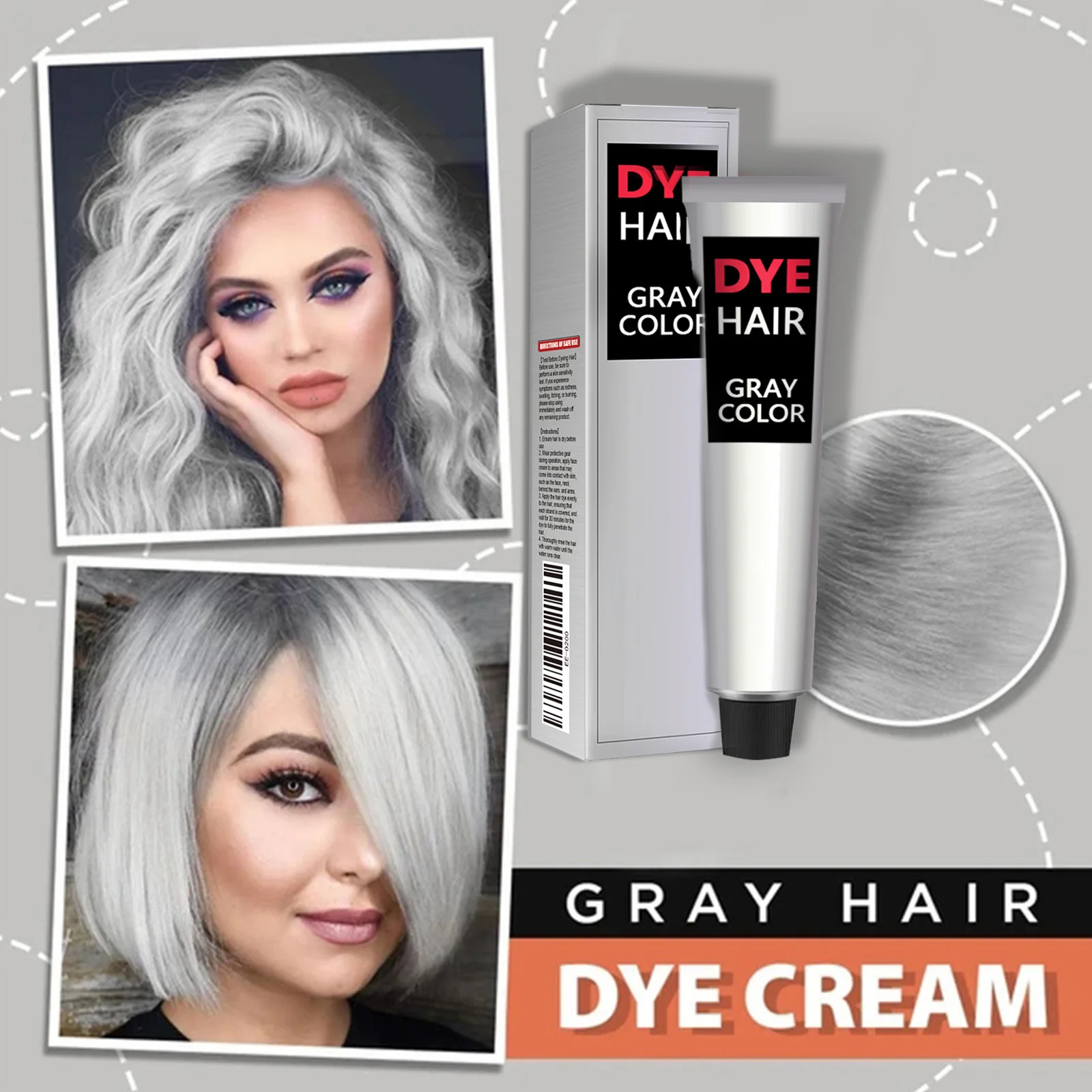 Permanent Hair Dye Gray Colors Punk Style Salon Light Grey Silver Long Lasting Unisex Styling Root Coverage Hair Dye Cream 100ml