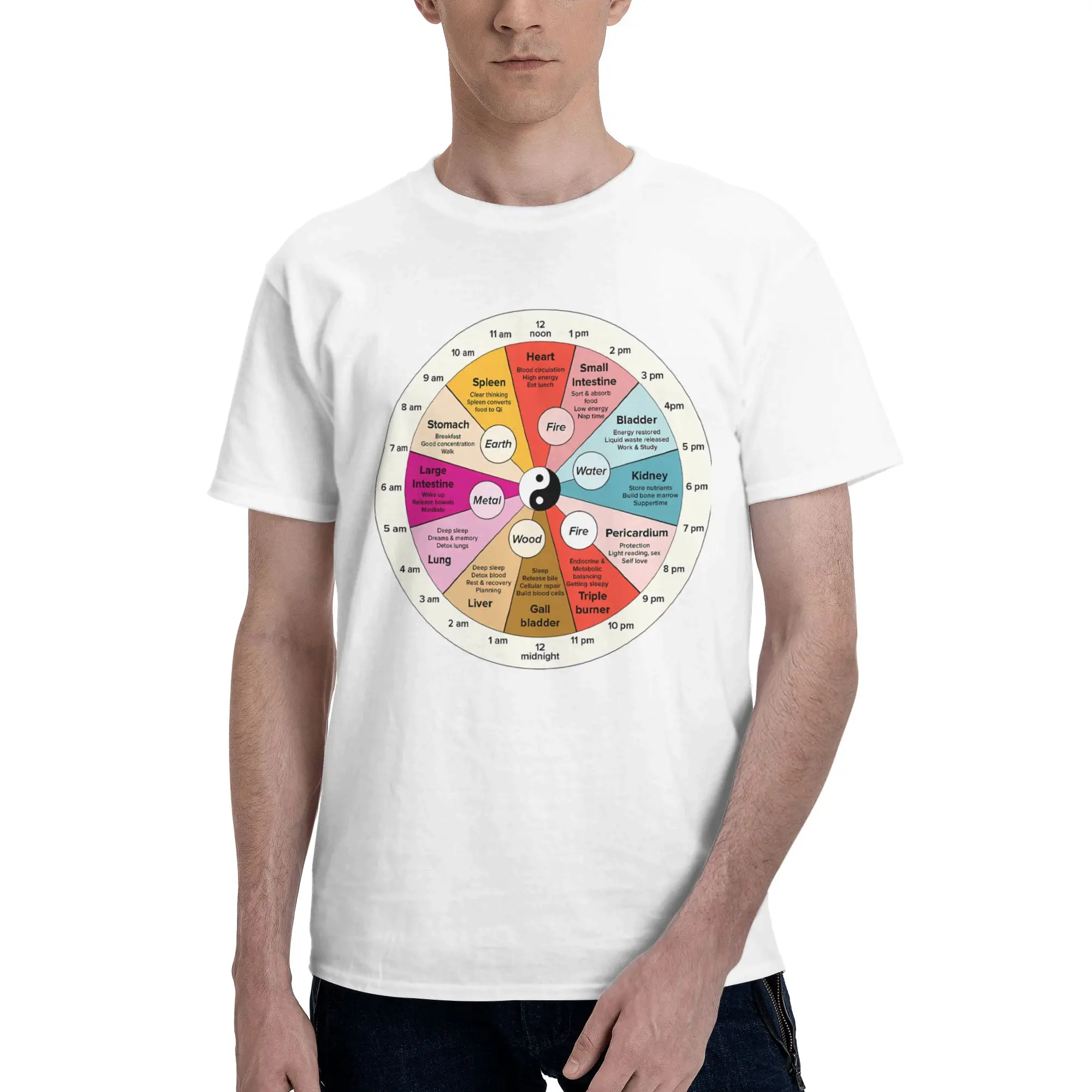 Chinese 24 hour organ Lengthening Reversible T-shirt Solid Color Minimalism Basic Tee