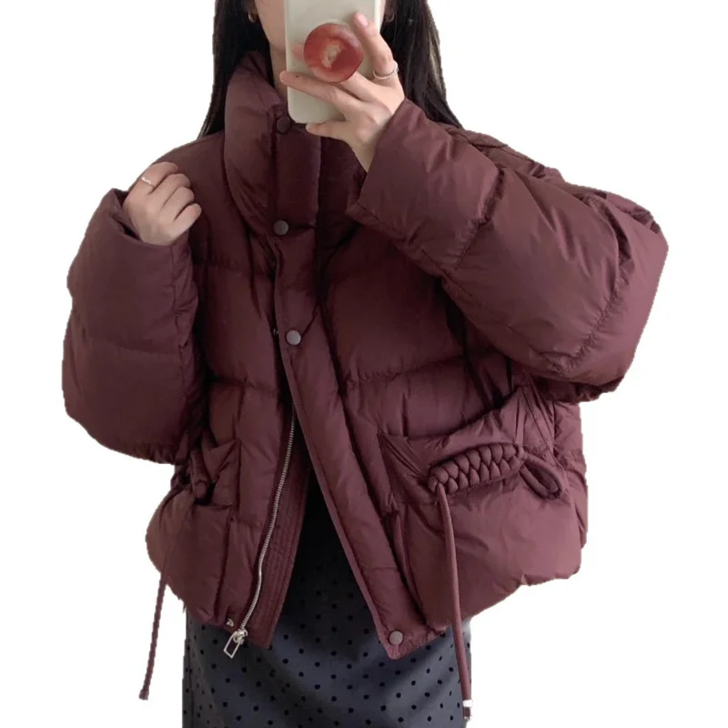 سترة نسائية قصيرة مع غطاء للرأس - 2025 نمط جديد فضفاض مناسب، عصري، تنحيف، متعدد الاستخدامات، سميك، معطف دافئ عصري