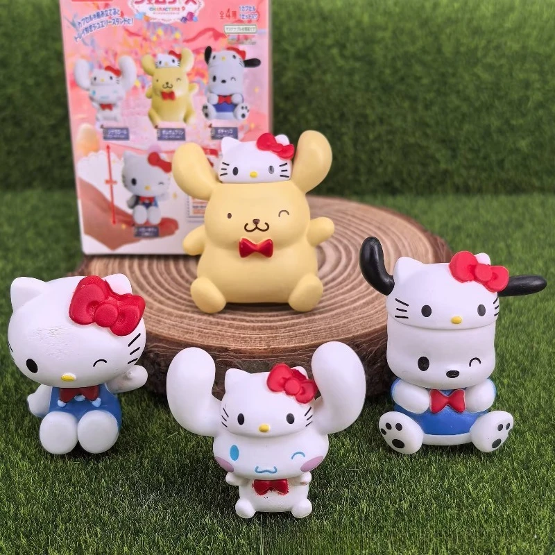 Sanrio аниме-фигурка Hello Kitty Pom Purin Cinnamoroll Pochacco Kt Hat Kawaii модель слепая коробка игрушки коллекция украшения детский подарок
