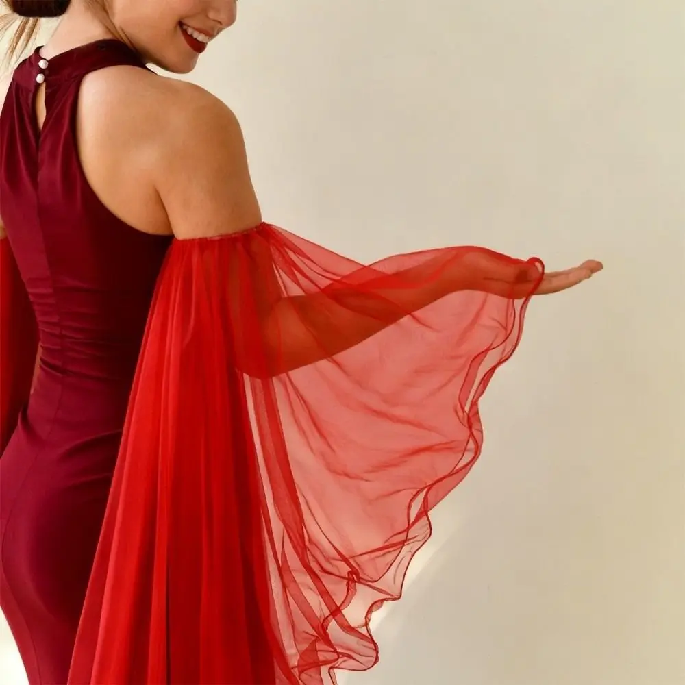 1 زوج خفيفة الوزن أنيقة فستان المرأة الأكمام طويلة تول شير تول قفازات انفصال أغطية للذراع فستان الزفاف اكسسوارات