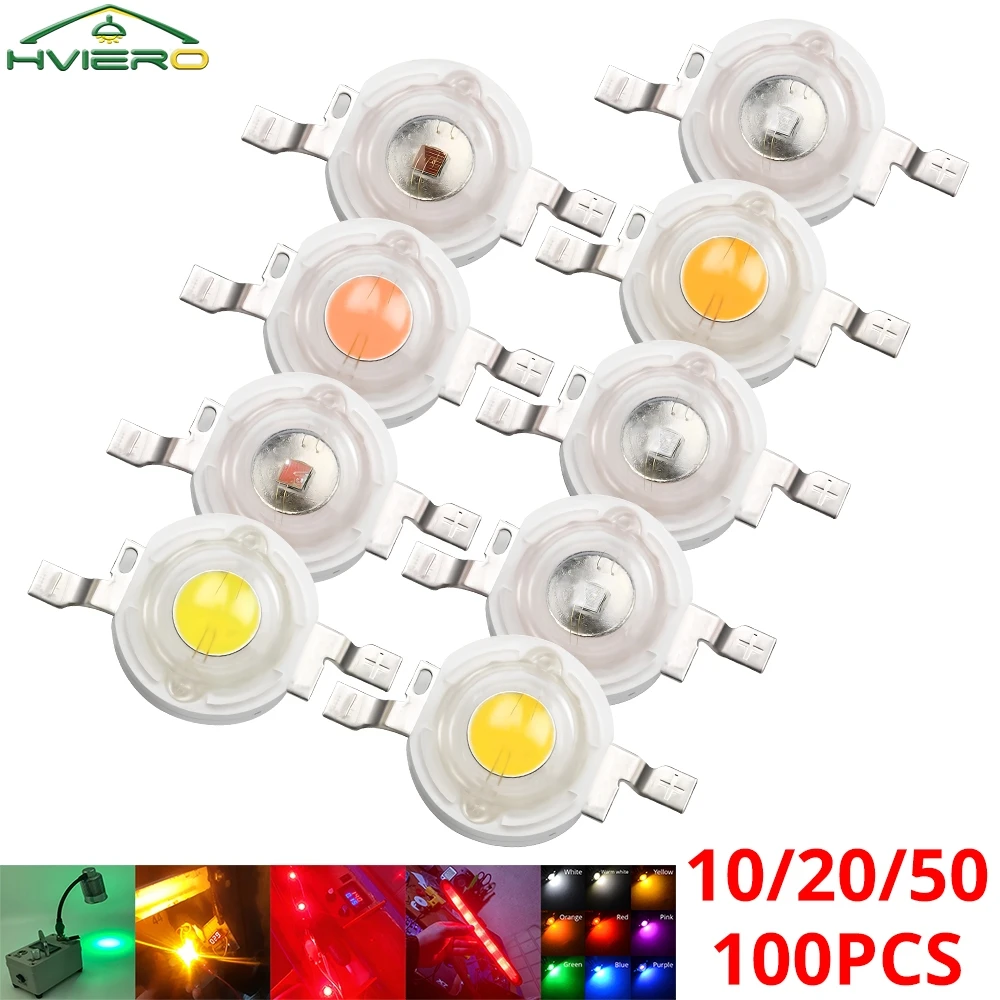 10/20/50/100X 2.1-3.4V Bead Line Emitter 350Ma 1W High Power LED Chip Lamp Diode Decoration Light White Red Green Blue DIY Bulb
