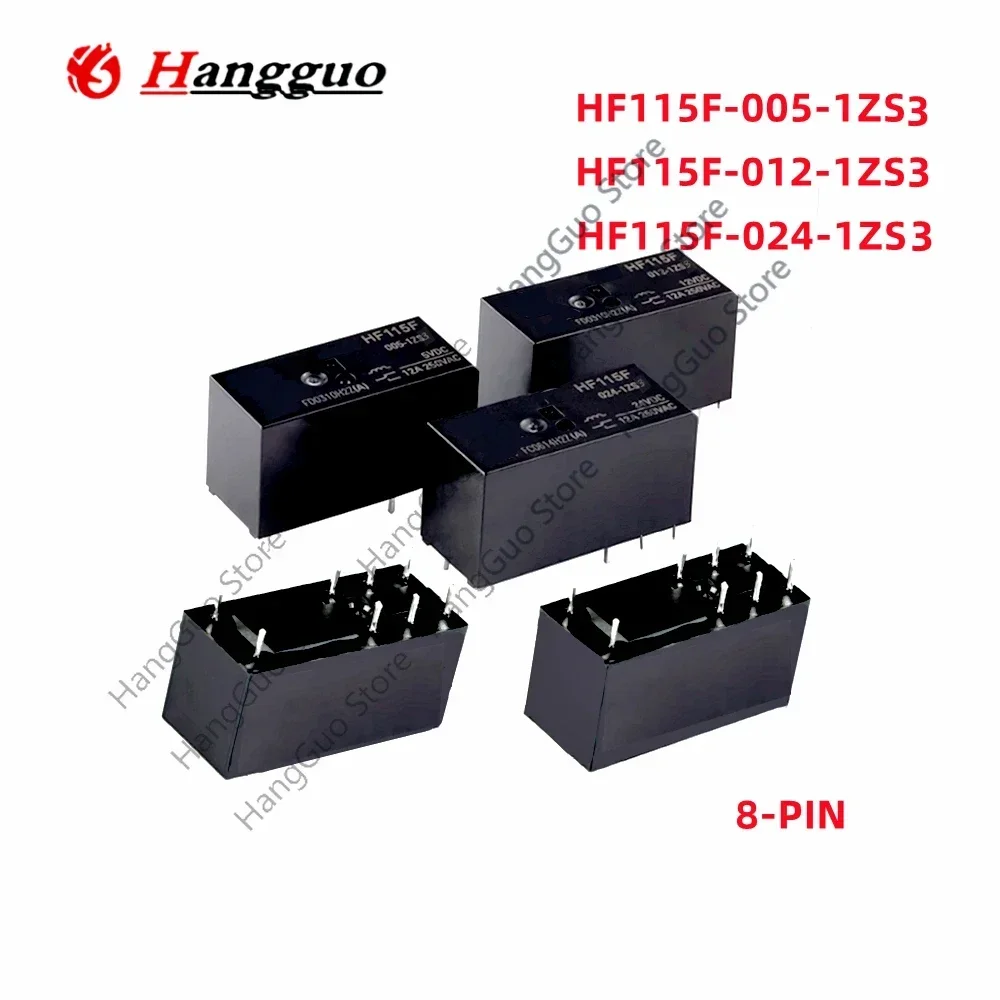 5PCS/Lot HF115F-005-1ZS3 HF115F-012-1ZS3 HF115F-024-1ZS3 16A 250VAC 1 set of convert 16A 8-PIN Relays