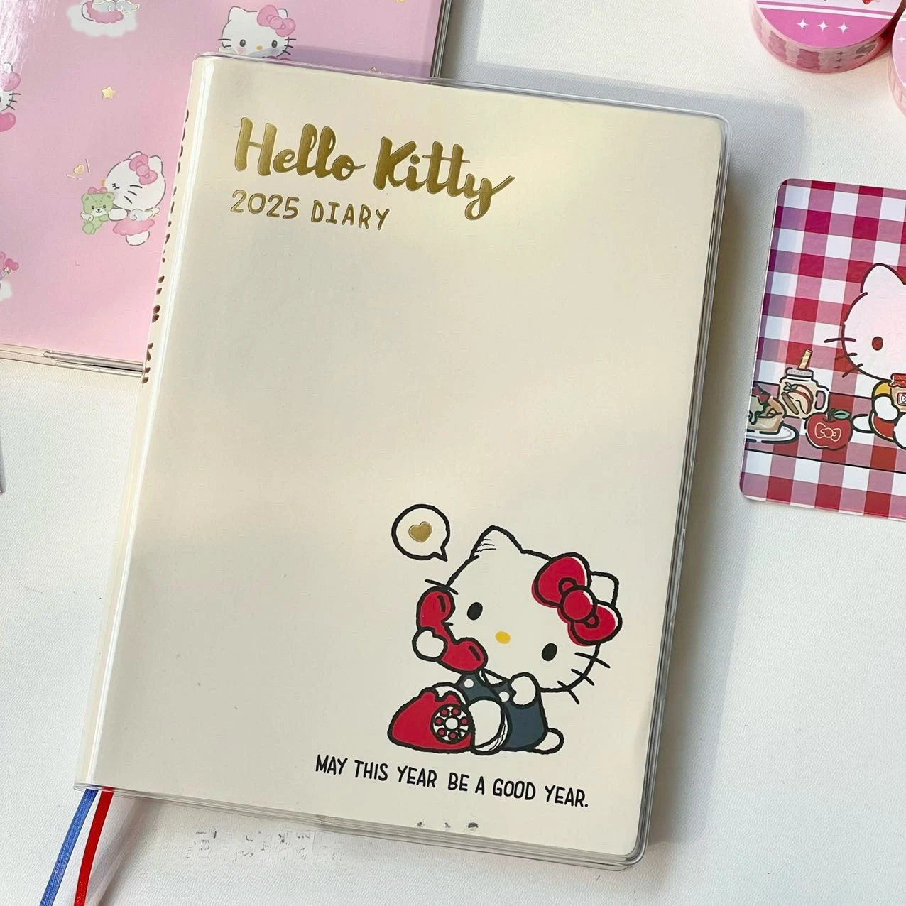 2025 Pink Cute Cat 96 Sheet Notebook Diary Agenda Planner Paper Cover School Stationery Books