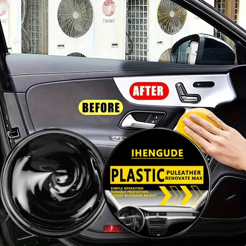 1 Piece 100g Car Interior Renovation Wax - Plastic Parts Update, Interior Glitter Wax, Tire Protection, Black Vehicle Yellowing Repair and Nano Crystal Layer - Effectively Remove Scratches, Repair Formula, Interior Protection |   Smooth Surface |   Nano Crystal Layer