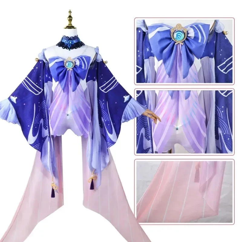 Game Genshin Impact Sangonomiya Kokomi Cosplay Costume Shoes Wig Dress Full Set Character Props Accessories Carnival Dress Up