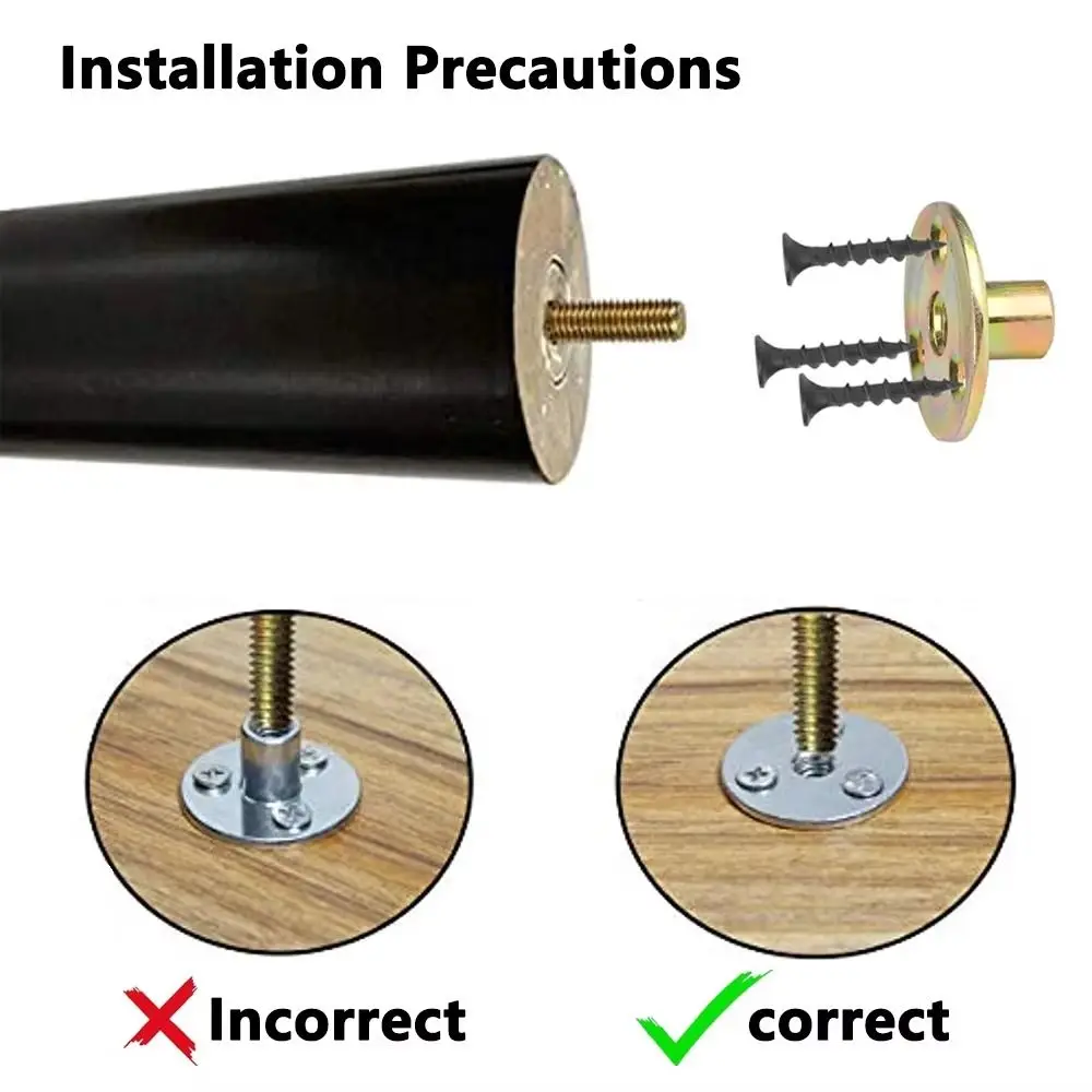 ขาเฟอร์นิเจอร์ไม้เนื้อแข็งทนทาน ขนาด 8/10/12/15/20 ซม. พร้อมแผ่นเหล็ก ขาเปลี่ยนสำหรับเก้าอี้อเนกประสงค์ ขาโซฟาทรงกรวย