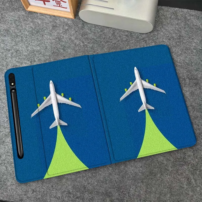 

Чехол для планшета Samsung Galaxy Tab S10 S9 S8 S7 FE Lite, мягкий, гибкий, с рисунком белого самолетика, желтый, подарок