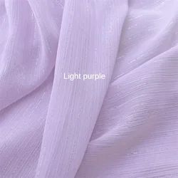 Silver Thread Crepe Chiffon Fabric By The Meter for Dress Skirts Clothes Costume Doll Decoration Sewing Pleated Cloth Thin Soft