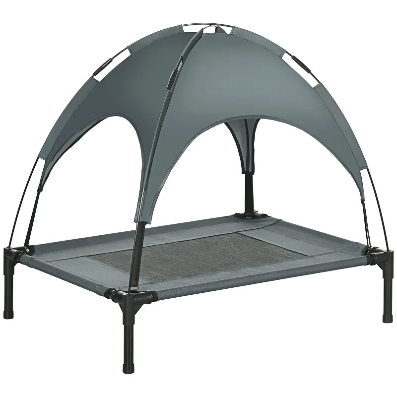

Portable Elevated Dog Bed with Canopy 30x24x28.75 Inch Folding Cot with Travel Bag for Medium Dogs Up to 44 lbs Gray Black