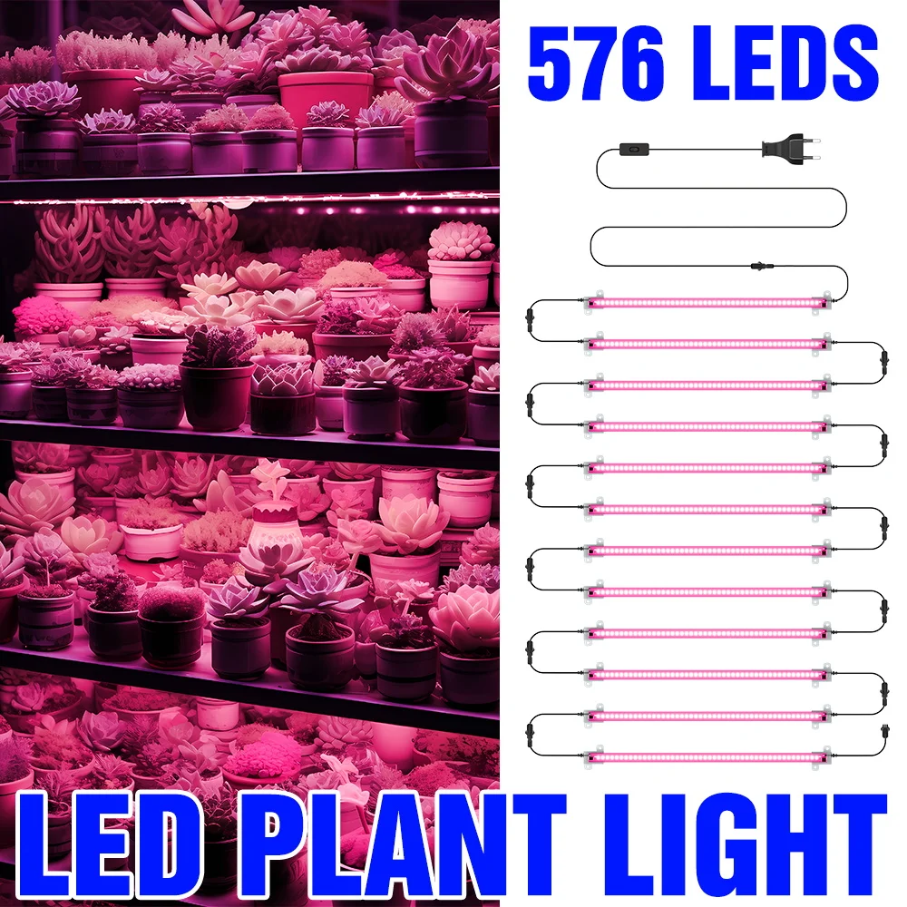 

12Heads LED Full Spectrum Plant Grow Light Strip 220V Indoor Flower Cultivation Lamp Hydroponic Seeds Vegs Flower Fill Lighting