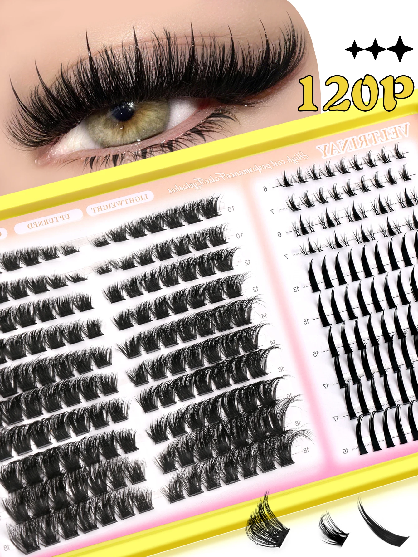 VELTRINAY 228Pcs Lash Clusters With Spikes Wispy Eyelash Clusters Spiky Manga Lash Clusters Eyelash Extensions Individual Lashes