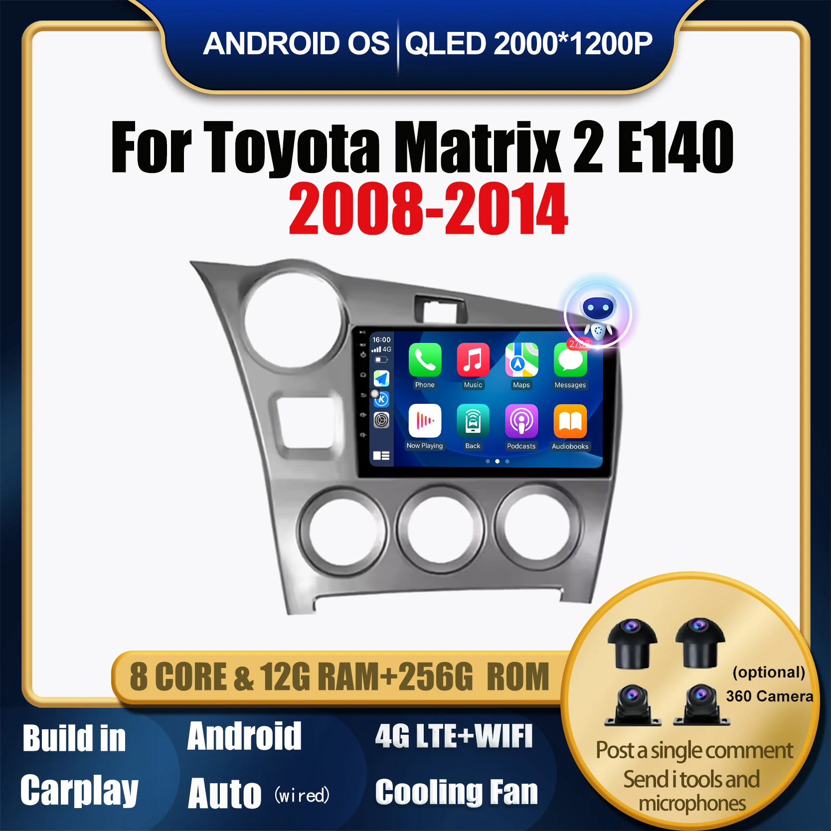 

Android 14 Car Radio For Toyota Matrix 2 E140 2008 2009 - 2014 Multimedia Video Player Carplay GPS Stereo No 2 Din DVD DSP Tools