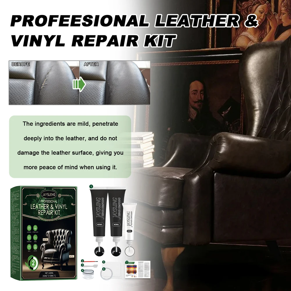 Car Leather Seat Repair Kit Black Leather Repair Kit Black Leather & Vinyl Repair Kit Restores Faux Artificial Genuine Pleather