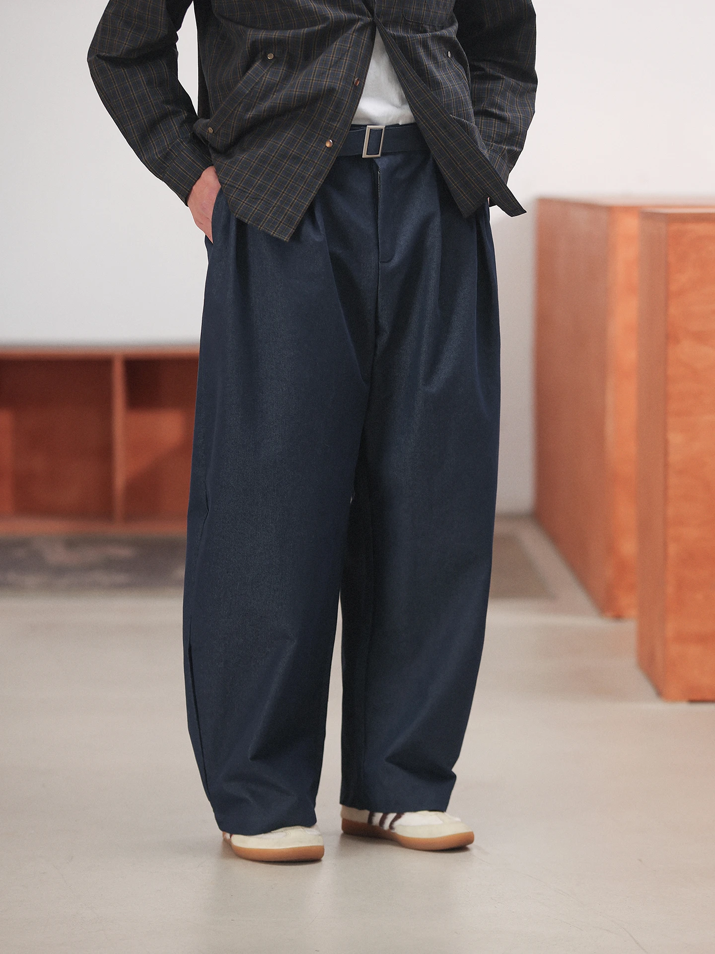 

Loose Fit Casual Blue Denim Pants Vintage Japanese Design Spring Commute Straight Leg Trousers Breathable Cotton Polyester Blend