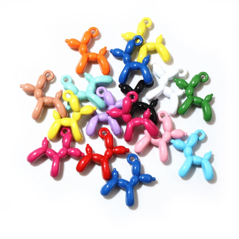 10pcs 19x14mm 3D Balloon Dog Metal Charms Pendant Multi-colors Mixed DIY Jewelry Making Findings Accessories Necklace Earring