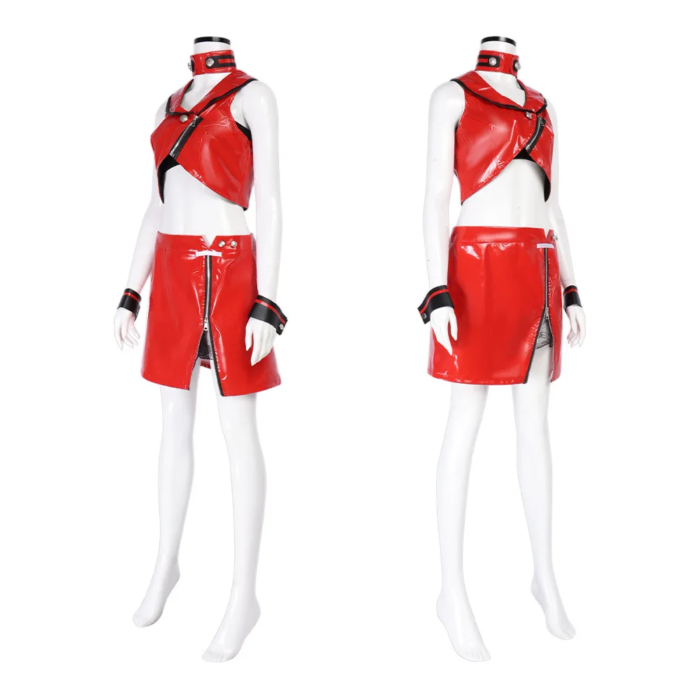 Anime Meiko Cosplay Vocaloid Cosplay Costume Red Leather Uniform