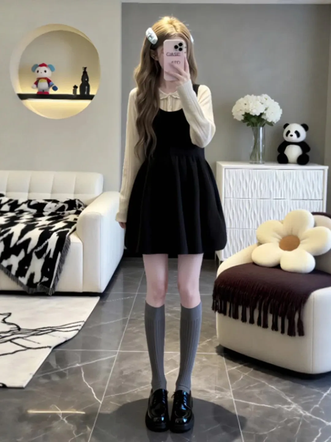 

Spring Fashion Set Soft Style Beautiful Dress Two-Piece Set Short Skirt High Waist Comfortable Long Sleeve Women's Outfit