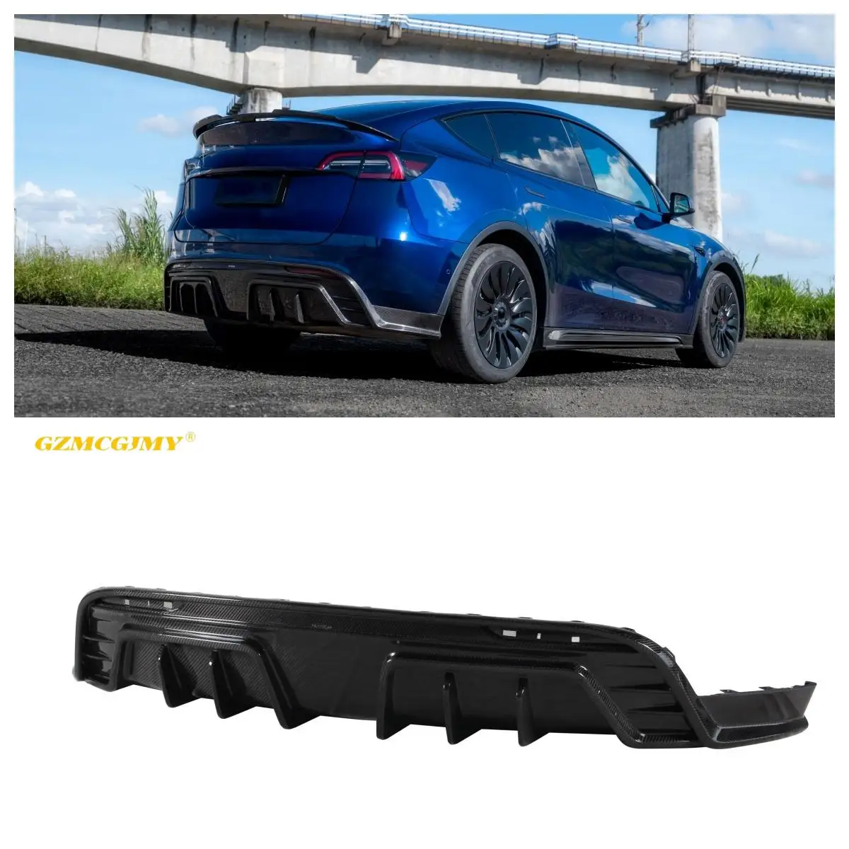 

High Quality Dry Carbon Material Rear Bumper Separator Suitable for Tesla Model Y Carbon Fiber Rear Diffuser