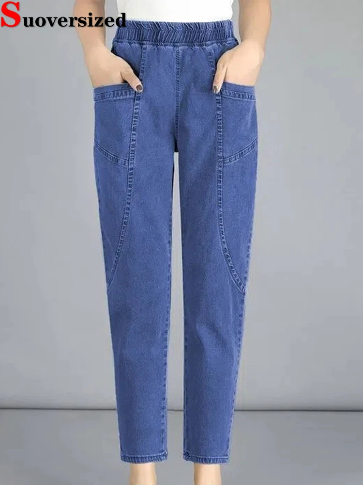 Jean Sarouel Vintage à Longueur de Rinçage pour Femme, Pantalon en Denim, Baggy, Décontracté, Taille Haute, à la Mode, 4XL