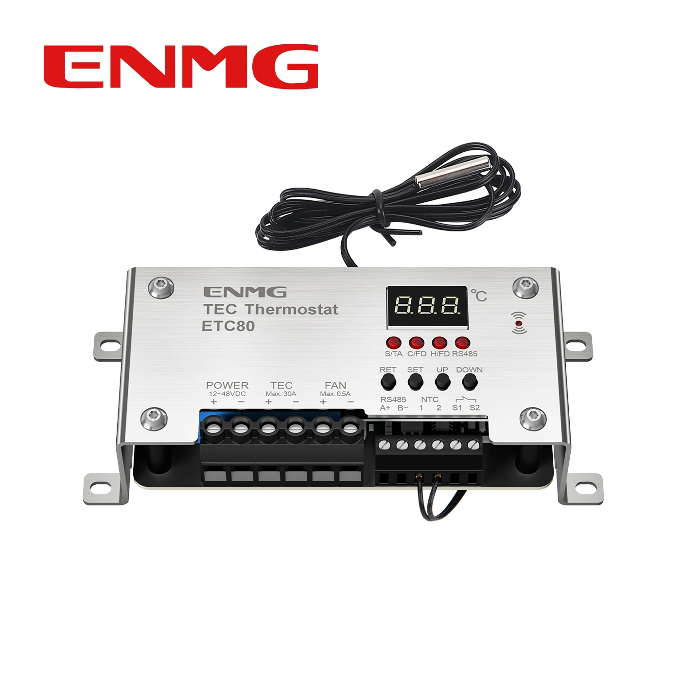 

ENMG ETC80 TEC Temperature Controller with 1m Probe Wire, -40~150℃ Range, Automatic Cooling Heating, RS485 Communication,Indepe