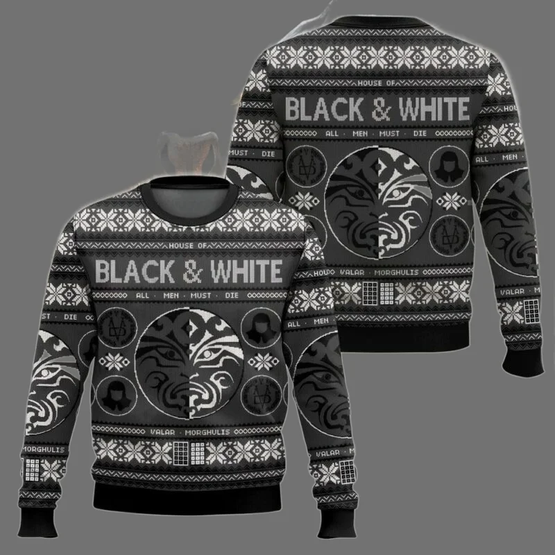 Game of Thrones Brutto maglione natalizio Maglione lavorato a maglia stile vacanza Abito personalizzato per feste con motivo nordico retrò