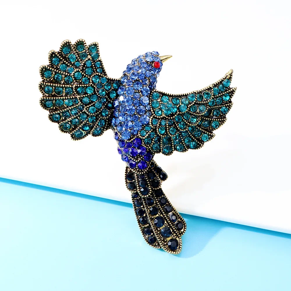 Luxury Rhinestone Large Yellow Warbler Brooch Bird Pin Hummingbird Corsage Animal Retro Women Men Clothing Accessories