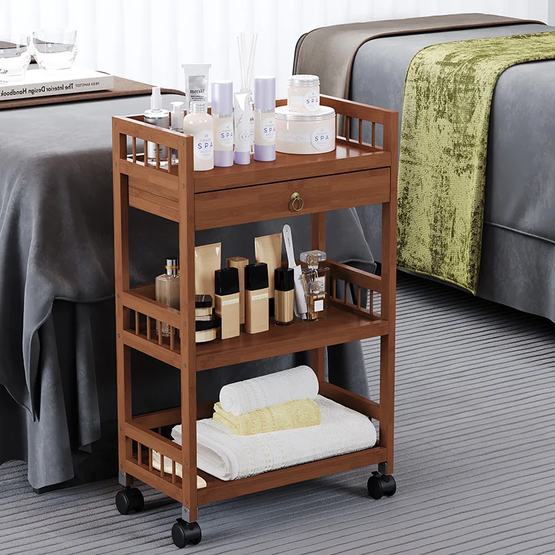 Beauty Salon Special Tools Storage Cart Barber Shop Hair Salon Mobile Hand Push Storage Rack Plastic Nail Hand Push Tool Car
