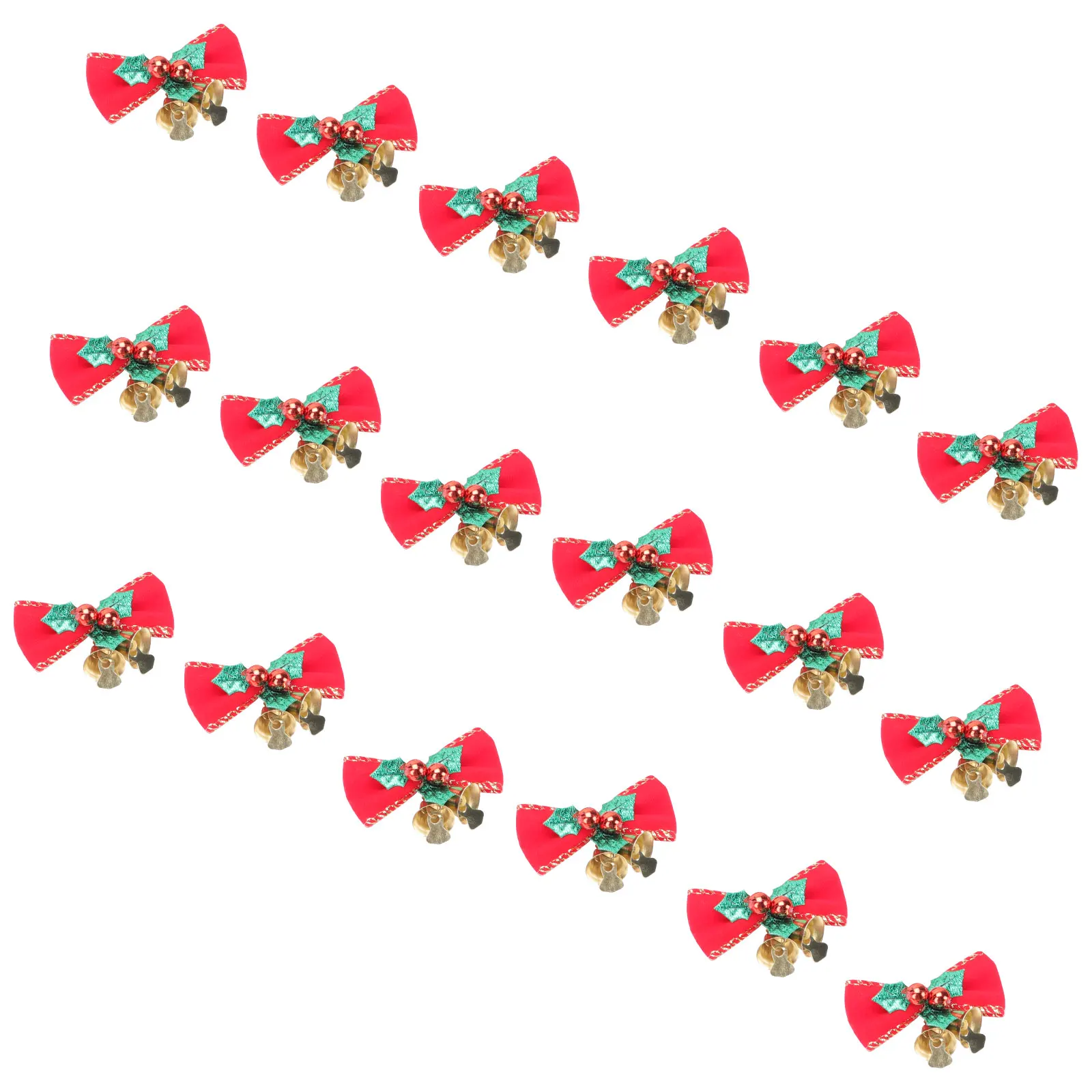 

24 Pcs Bow Decoration Red Christmas Tree Decorations Bows Stripe Wreaths Bell Accessories Plastic Ornaments Hanging
