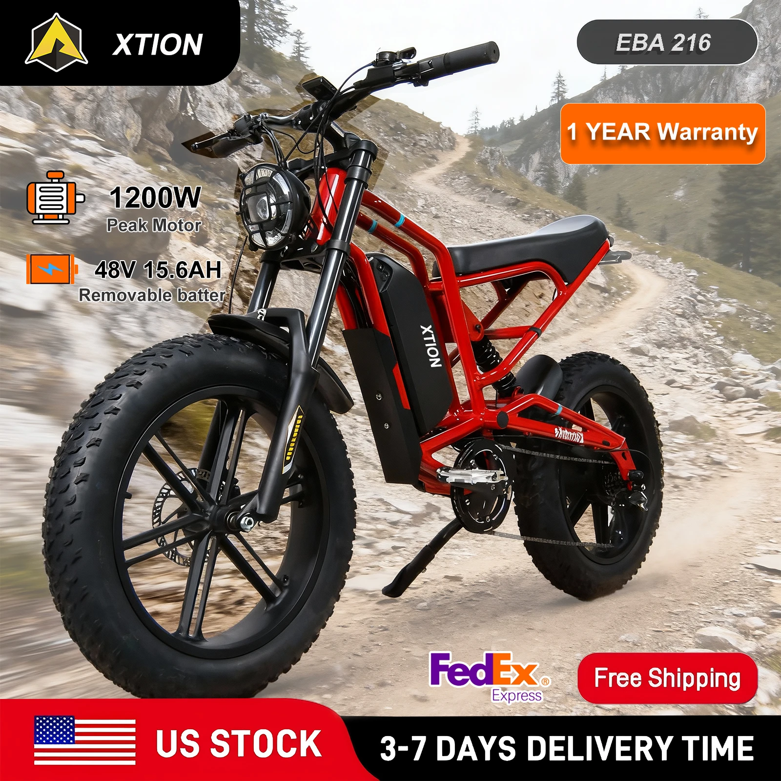 

1 YEAR Warranty Electric Bicycle for Adults, 1200W Powerful Motor Electric Bike, 48V 17.5AH Electric Bikes, Mountain E-bike