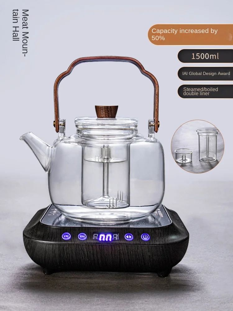 Glass Tea Steaming Pot Tea Cooker Heat-Resistant Household Large Tea Brewing Pot Tea-Boiling Stove Electric Ceramic Stove Tea