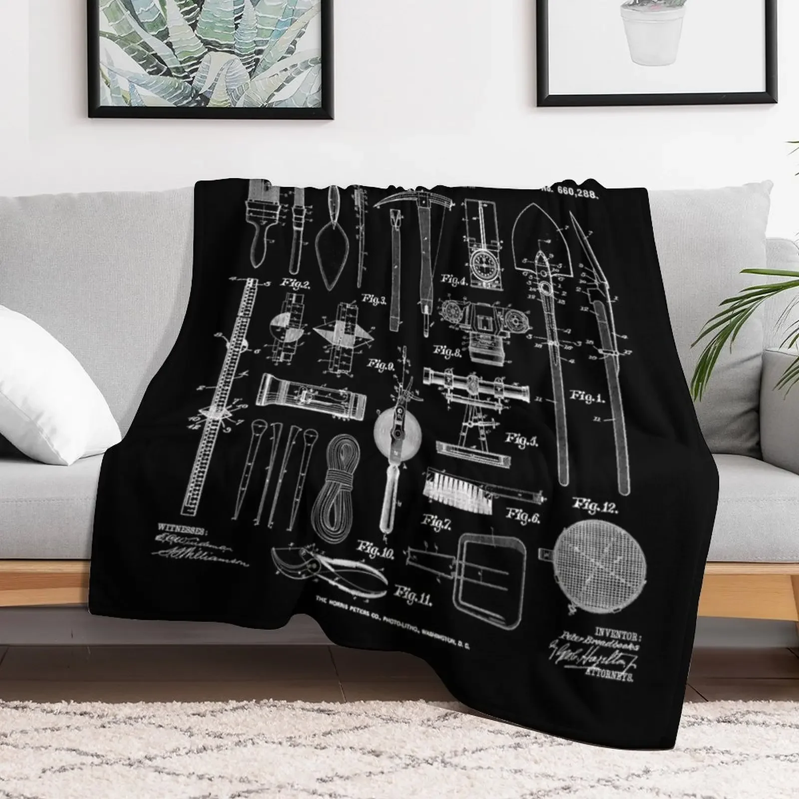 Archaeologist Archaeology Student Field Kit Vintage Patent Throw Blanket Decorative Beds Loose Furrys Blankets