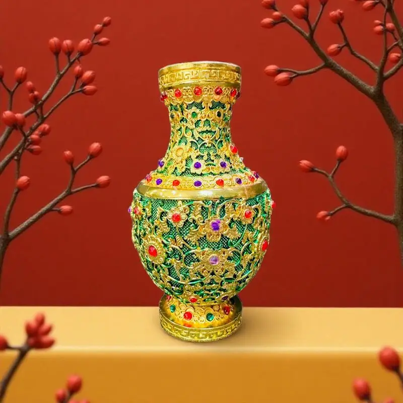 Exquisite Craftsmanship Painted Gemstone Flower Vase Ornament