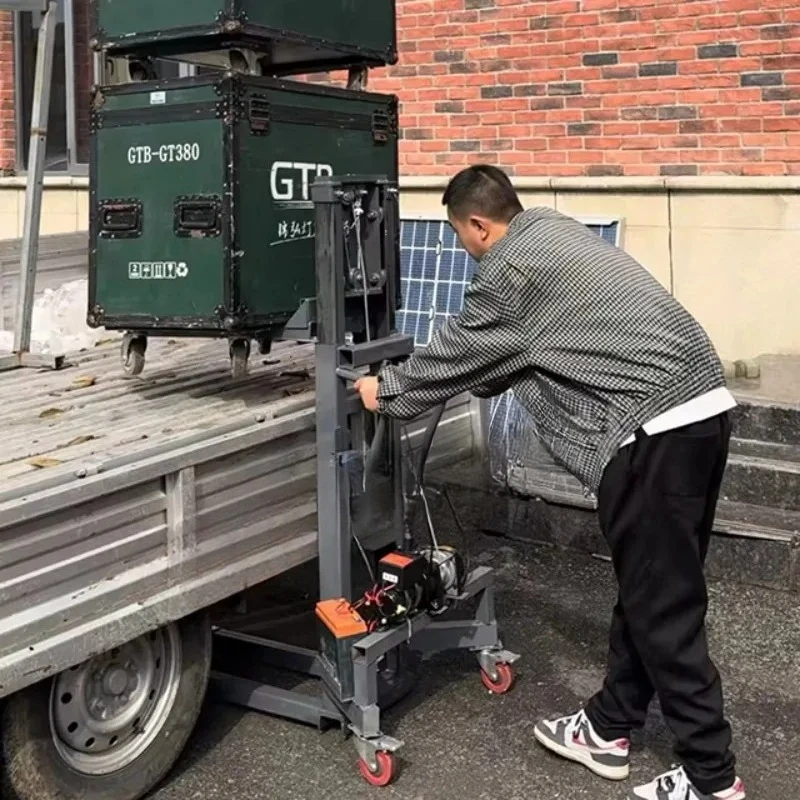 300kg Portable Mini Forklift Stacker Small Cargo Elevator Manual Stacker Crane Lift Truck