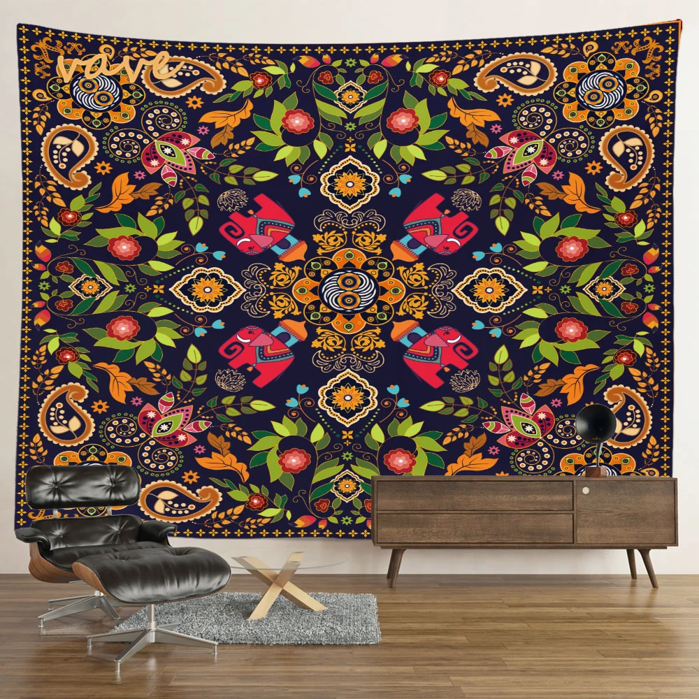 

Indian Mandala Tapestry Flower Wall Hanging Bohemian Hippie Cloth Fabric Large Blanket Home Dorm Aesthetic Room Decor