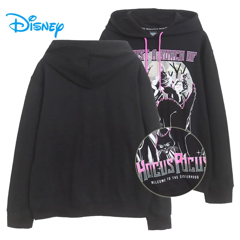 Disney Hocus Pocus Fleece Hooded Sweatshirt Women Casual Hoodies Jacket Halloween Cartoon Pullover Jumper Top Female Streetwear