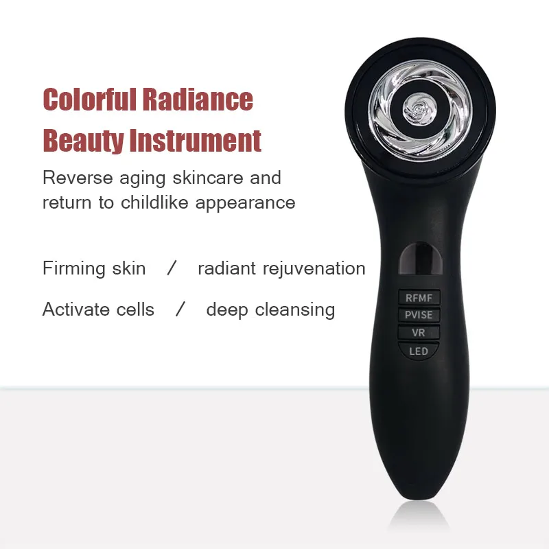 Dispositif de beauté portatif multifonctionnel, nettoyage par vibrations et lumière colorée personnalisable, prix de gros, dernière collection 2025