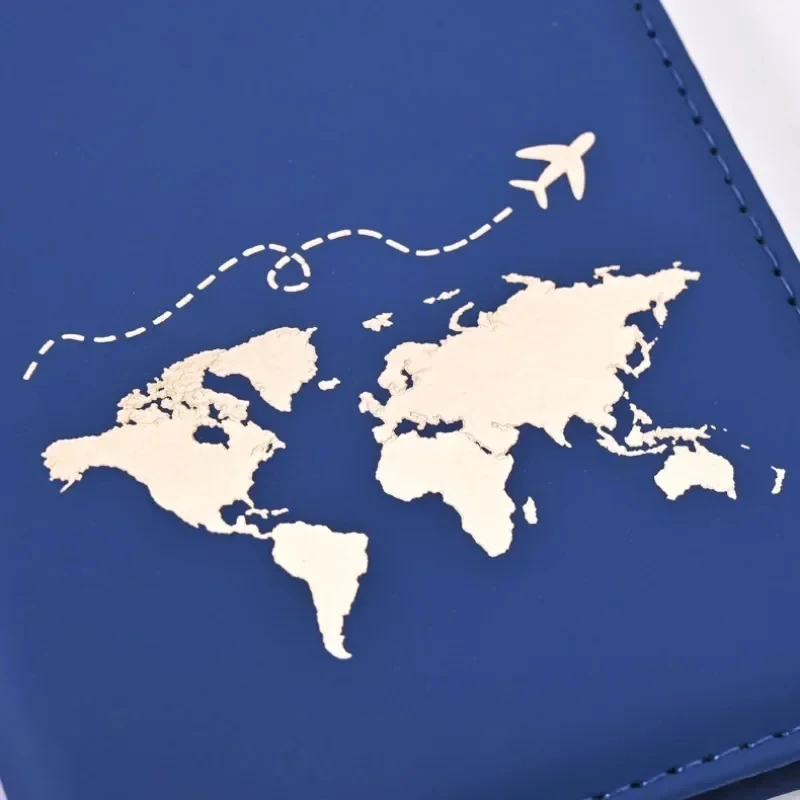 2024 PU Leather Travel Passport Cover Protective Women Men Map Passport Ticket Gold Letter Holder Case ID Card Clip Bags