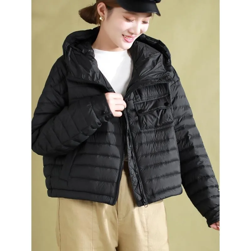 Women's Lightweight Warm Cotton Coat Outerwear Winter Quilted Loose Casual Hooded Long Sleeves Cotton Coat Jacket Women Parkas