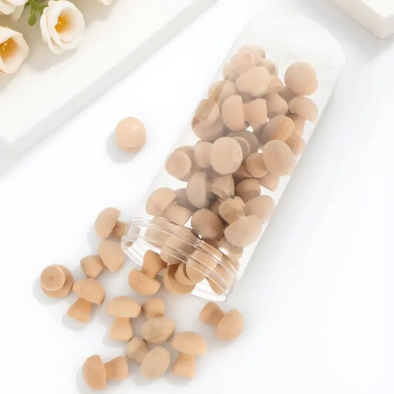 

50Pcs Unfinished Wooden Mushroom Pegs DIY Graffiti Painting Craft Set for Kids Desktop Adornments Mushroom