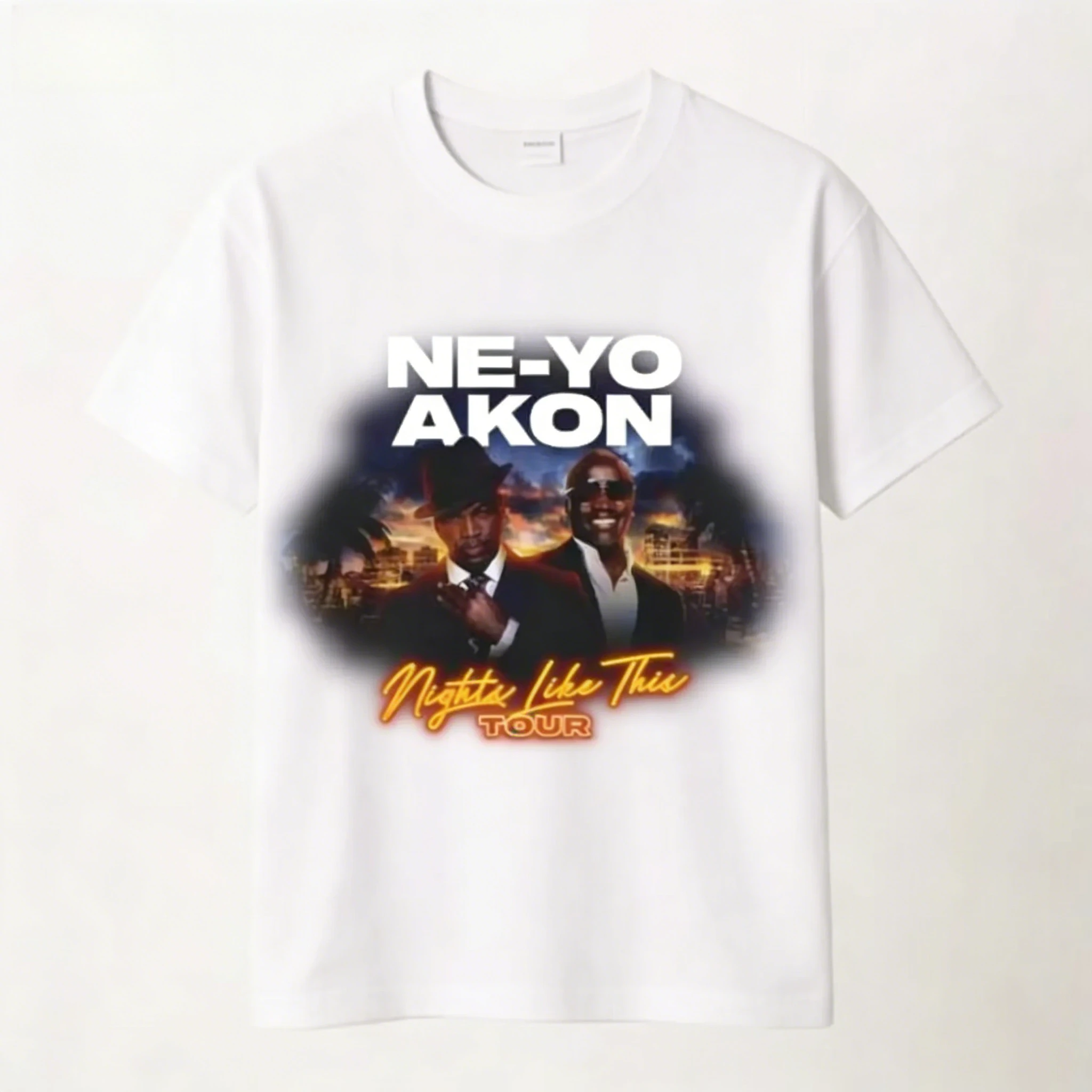 Ne Yo Akon 2026 New Night Like This Tour T Shirt Fashion Casual Top for Everyday Wear Hip Hop Streetwear Men's Clothing Summer