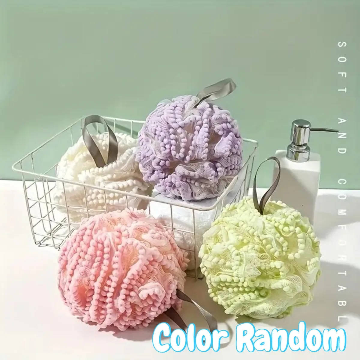 

4 шт. отшелушивающие шарики для ванны, сетчатая щетка, очиститель пены для лица и тела, насыщенная пенящаяся, нежный уход за кожей, отшелушивающая губка для ванны