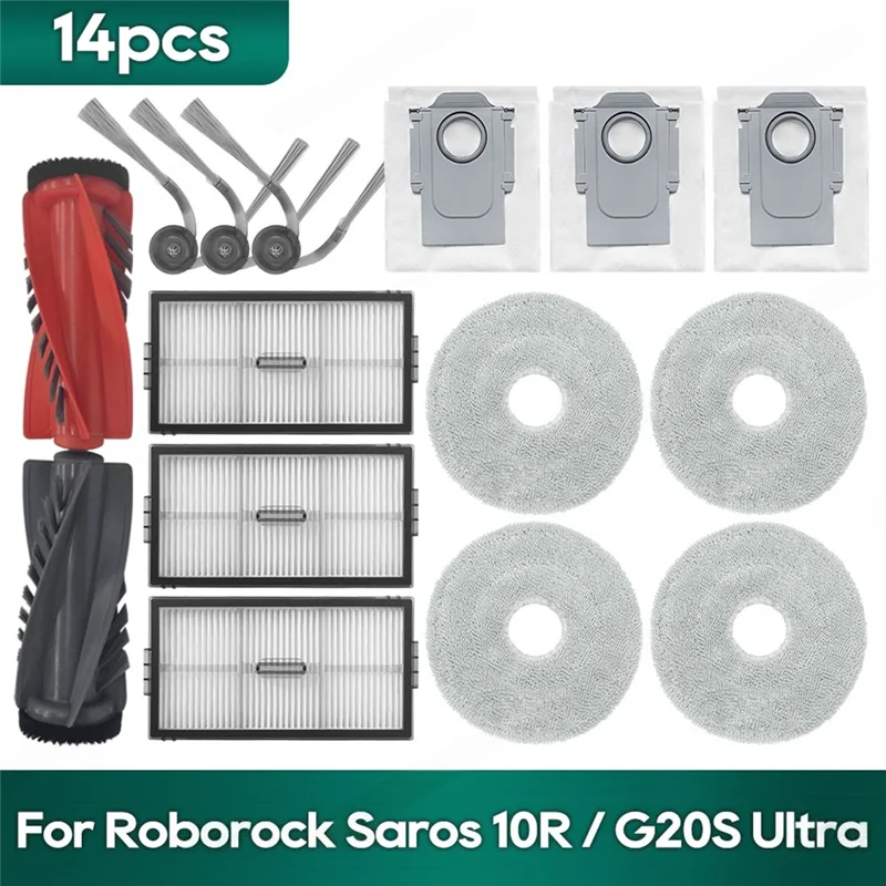 A76G-Roborock Saros 10R / G20S 울트라 액세서리 브러시 Hepa 필터 걸레 천 먼지 봉투 예비 부품
