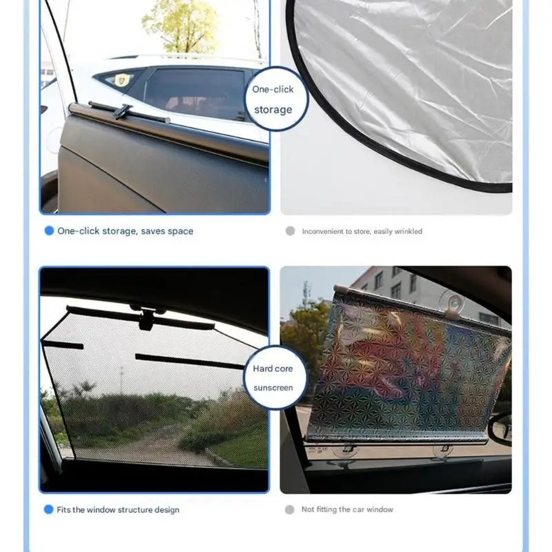 Front Rear Set Car Sunshades With Mesh Fabric Cooling Effect In Hot Climate For Various Vehicle Models 2pcs
